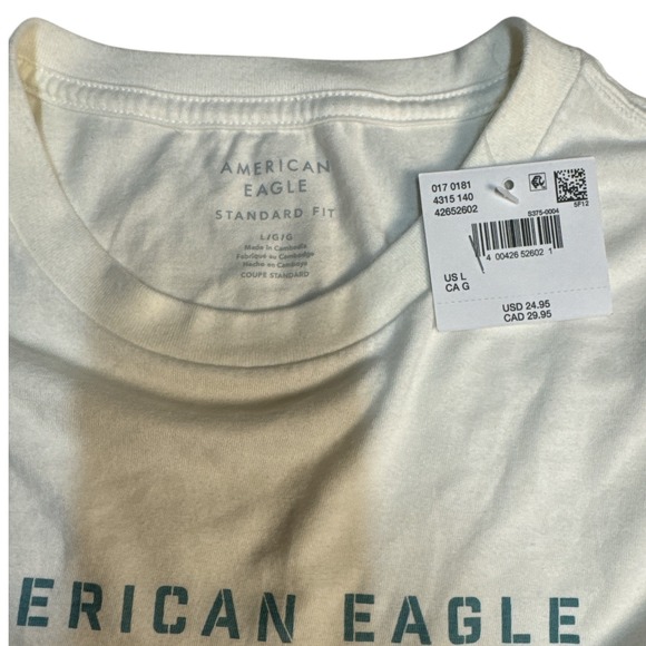 American Eagle Boxy 24/7 Graphic T-Shirt Beige "USA Tennis" Men Casual Top L NWt - Picture 4 of 4